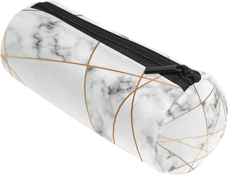 ALAZA Marble Cylinder Pencil Case Holder Zipper Large