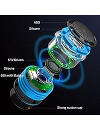 Superior ducha Altavoz, IPX7 impermeable Altavoces Bluetooth portátil con super bass, sonido HD, micrófono integrado, radio FM y luces LED de colores, perfecto para playa, piscina, cocina & Home de radio de ducha (Azul)
