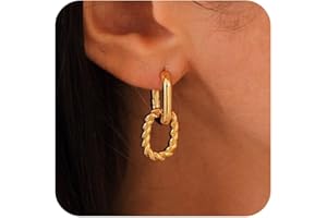 Moodear Trendy Chunky Hoop Earrings for Women - Dainty 14K Gold Plated Thinck Open Hoops Hypoallergenic Lightweight Earring Jewelry Gift