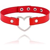 Tgirls Halloween Punk Choker Necklace Black Love Heart Leather Collar Gothic Necklaces for Women