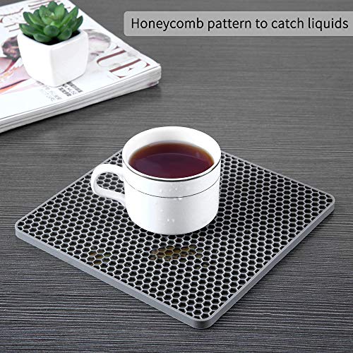 Silicone Trivet Mats CUKWILY Multifunctional Hot Pads Heat Resistant Non Slip Larger Thicker Hot Pot Holder 4 Packs Grey