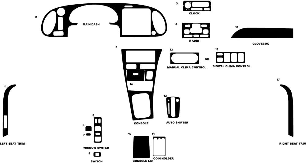 Rvinyl Rdash Dash Kit Decal Trim for Saab 900 1994-1998 - Wood Grain (Zebrano Mahogany)
