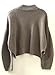 Futurino Women's Turtleneck Knitted Asymmetric Bell Sleeve Crop Jumper