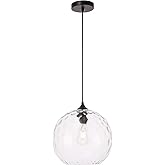 Living District Gibson 1-Light Metal and Glass Pendant in Black and Clear Finish