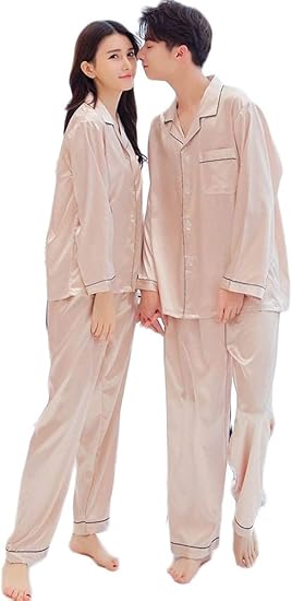 Amazon 合成 シルク パジャマ レディース パジャマ 上下セット 長袖 長ズボン ペア パジャマ 秋 ルームウェア メンズ 部屋着 大きいサイズ ブルー 無印 赤 黒 ベージュ グレー S M L Ll 3l 4l ジュタオピン パジャマ