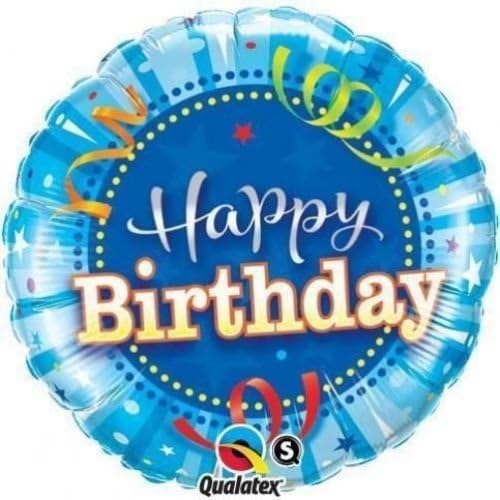 Qualatex Shining Star Blue Happy Birthday Mini Air Fill Foil Balloons x 2