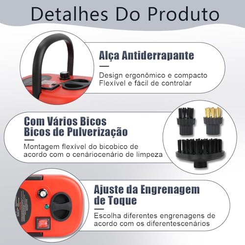 Higienizador Vapor, Vaporizador E Higienizador Vapor, Vaporizador Limpeza, Limpador a Vapor, Máquina de Limpeza a Vapor com Cabeça de Escova para Móveis de Cozinha, 110V