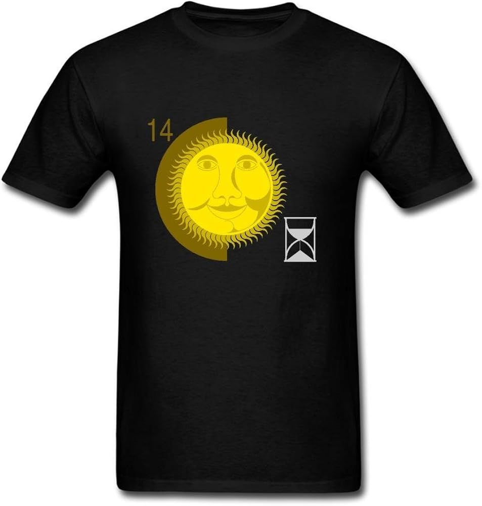 Heerinsy Men's Yellow Sun Energy Face Design Color Short Sleeve T-Shirt S
