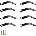 ESreake yusheng 8 Pack Soft Genuine Leather Drawer Pulls Handle,Wardrobe Cabinets Kitchen Closet Knobs Door Pulls Handles knobs with Screws,Home Decoration, Handmade (8 Pack, 5.6" - Black)