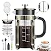 Homost French Press Coffee Tea Maker 34 oz 8 cups 304 Stainless Steel Double Sides Precise Scale,Thick Durable Heat Resistant Glass,With Milk Frother & 2 Screens, Copper