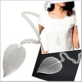 Leaf Necklace Bohemian Pure Natural Leaf Charm Pendant Long Chain Necklace Valentine's Day Gifts