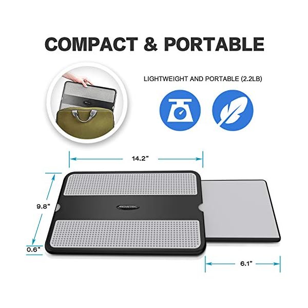AboveTEK-Portable-Laptop-Lap-Desk-wRetractable-LeftRight-Mouse-Pad-Tray-Non-Slip-Heat-Shield-Tablet-Notebook-Computer-Stand-Table-wSturdy-Stable-Cooler-Work-Surface-for-Bed-Sofa-Couch-or-Travel AboveTEK Portable Laptop Lap Desk w/Retractable Left/Right Mouse Pad Tray, Non-Slip Heat Shield Tablet Notebook Computer…