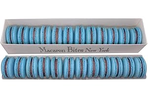 MACARON BITES Macaron Gift Box of 24 French Macarons - Blueberry, Gourmet Cookie Gift Box, Macaroon