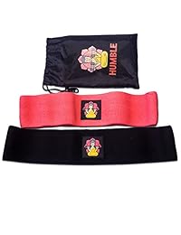 Bandas de resistencia al fitness para piernas, caderas y botas (juego de 2 + vídeo de ejercicio + bonita bolsa de transporte) grueso, algodón, agarre, antideslizante o rodillo, bucles para quad y activación de pegamento.