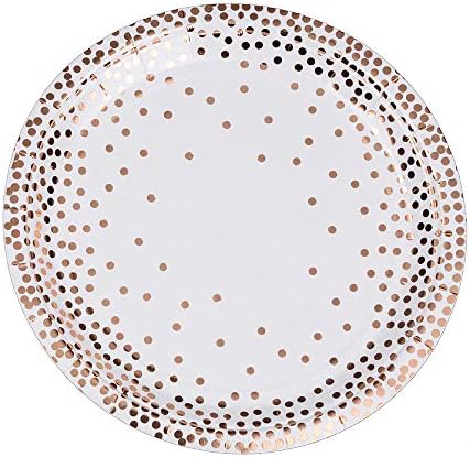Ottin Rose Gold Everyday Plates 48-counts 9'' Disposable Dinner Paper Plates for Baby Shower Bridal Shower Wedding Engagement Birthday Daily Using