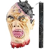 BullStar Halloween Decorations Severed Head Hanging Halloween Props Bloody Cut Off Corpse Head Latex Zombie Party Supplies (B)