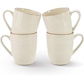 famiware Jupiter Coffee Mugs Set of 4, 13 oz Coffee Mug, Microwave and Dishwasher Safe, Coffee Cups with Handle for Coffee, Tea, Cocoa, Milk, Vanilla White