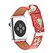 WFEAGL Compatible Apple Watch Band, Top Grain Leather Band Replacement Strap with Stainless Steel Clasp for iWatch Series 3,Series 2,Series 1,Sport,Edition(Red Christmas Band)