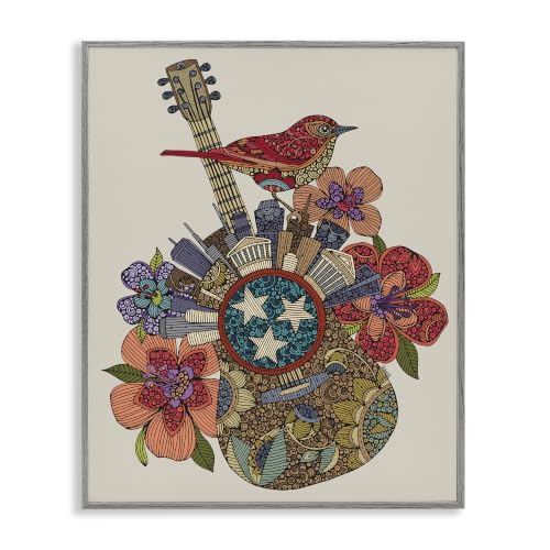 Nashville Floral Guitar Music City, 16 x 20 Inch Framed Giclée Print at Amazon