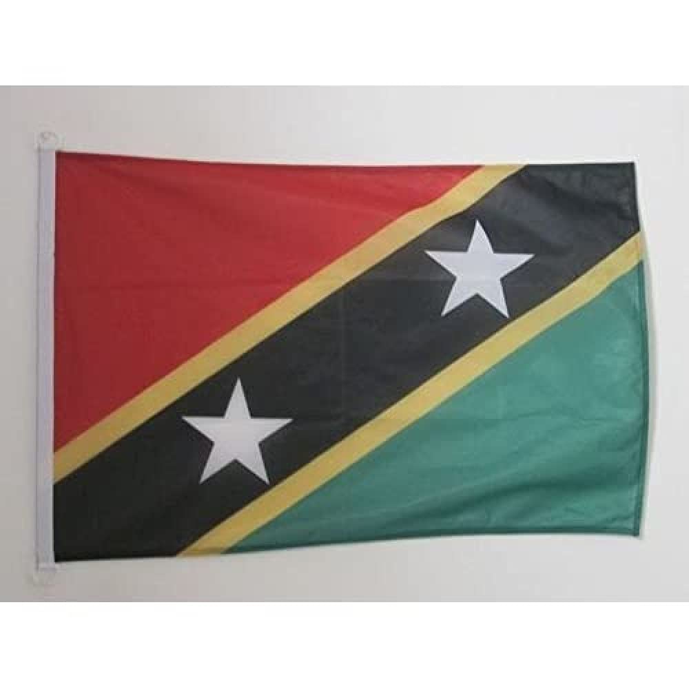 AZ FLAG - Saint Kitts and Nevis Flag - 2x3 Ft - For Outdoor - Nevisian Banner Knitted Polyester with Two Plastic Rings - Fade Resistant - Vivid Colors - 2' x 3' Feet - 90x60 Cm