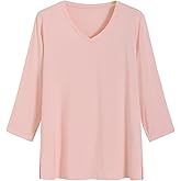 Latuza Women's Bamboo Viscose 3/4 Sleeve Pajama Top V Neck Sleep Shirt