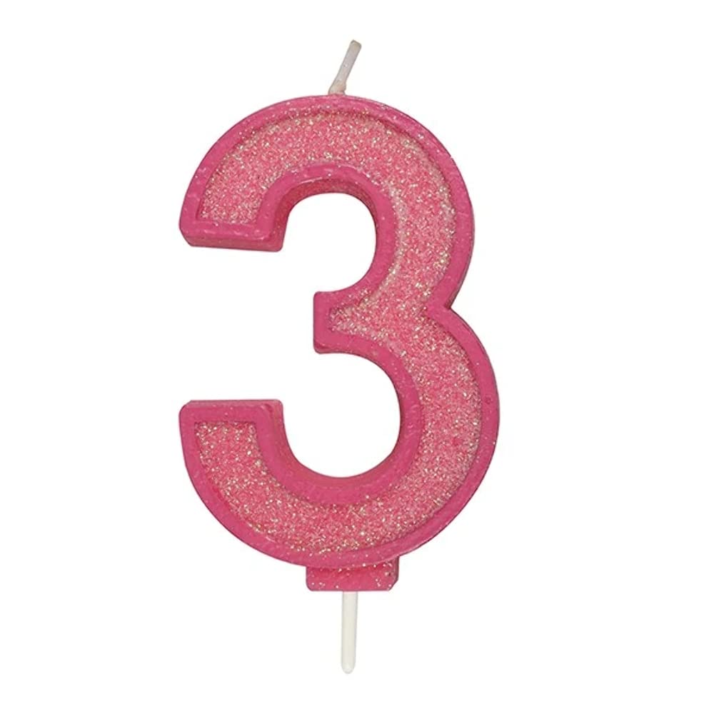 Culpitt Sparkle Number Candles For Cake & Cupcakes, Single Numbers From 0-9, Say Happy Birthday with These Candle Sparklers, Celebrate Birthdays & Anniversaries with Flair - Pink 3