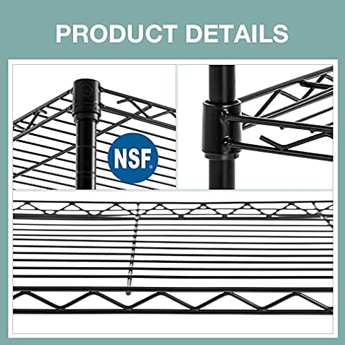 PAYLESSHERE | 5-TIER WIRE SHELF | 24″X14″X60″ | BLACK | ADJUSTABLE RACKS | HEAVY-DUTY STORAGE SHELVES, HOLDS UPTO 750 LBS | RUST-RESISTANT, NO-TOOL ASSEMBLY | FOR HOME, GARAGE SHELVING