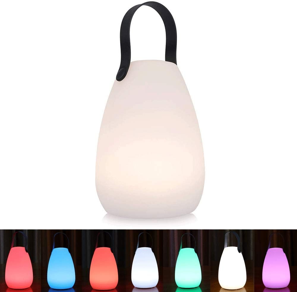 uuffoo LED Night Light, Portable Smart Bedside Table Lamp, Rechargeable Dimmable RGB Bedroom Lamp Kids, Waterproof Camping Light with Remote and Soft Handle Rope for Indoor Outdoor Home Decoration