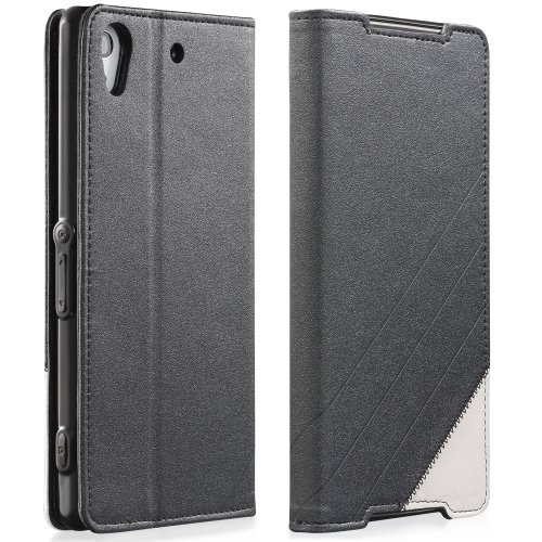 GreatShield SHIFT LX Leather Wallet Stand Flip Case with Card Slot for Sony Xperia Z2 - Retail Packaging (Black/White) GreatShield SHIFT LX Leather Wallet Stand Flip Case with Card Slot for Sony Xperia Z2 - Retail Packaging (Black/White)