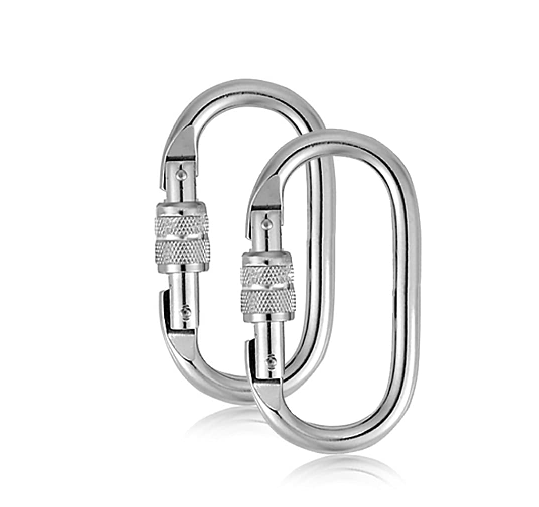 Ncheli 2 pcs Climbing Carabiner Clip,Auto-Lock Carabiners Heavy Duty 25KN - CE Certified Locking Carabiner Clips Locking Carabiner Clip Hook for Climbing, Rappelling, Hammocks,