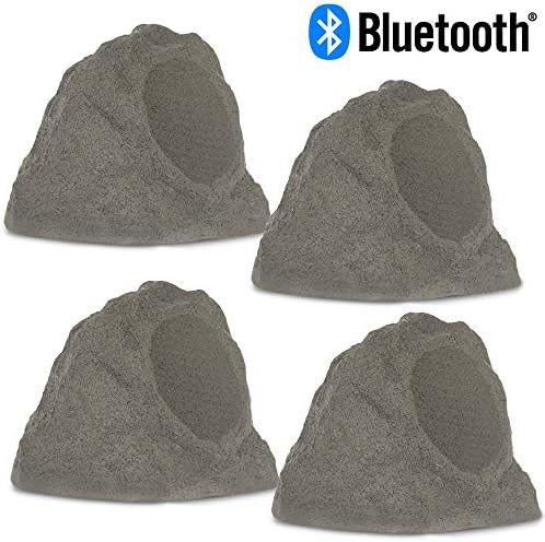 Theater Solutions RBBT6GMV4 Fully Wireless 400 Watt Rechargeable Battery Bluetooth Slate Grey Rock 4 Speaker Set with 6.5" Woofers