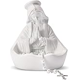 LVEOLU Virgin Mary Statue, Catholic Gifts for Women, Virgin Mary Keepsake Rosary Holder, 5.5" Blessed Mother Statues, Catholic Decor (White)