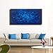 MyArton Textured Abstract Squares Canvas Wall Art Hand Painted Modern Dark Blue Oil Painting for Decoration Ready to Hang 48x24inch