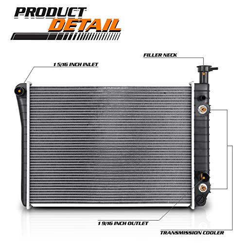 M-AUTO Aluminum Factory Style Radiator Replacement for 96 97 98 99 00 01 02 Chevrolet GMC Express Savana 1500 2500 3500 4.3L 5.0L 5.7L 1-5/16
