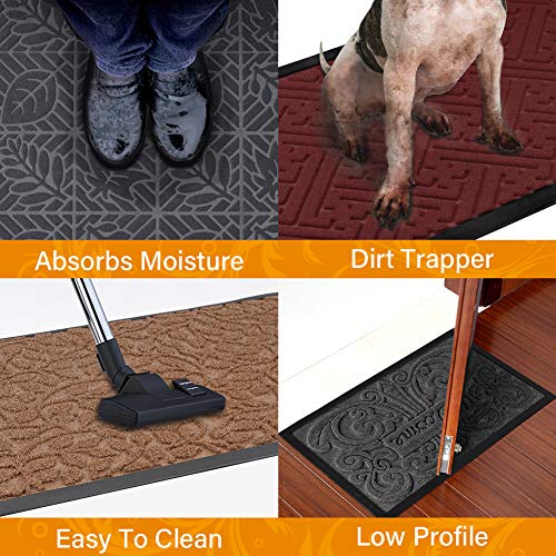 image for Mibao Durable Rubber Door Mat, Waterproof Non-Slip Easy Clean Low-Prof