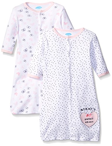 BON BEBE Girls' Assorted 2 Pack Wearable Blanket, Pink Hearts/Butterflies, 0-6 Months