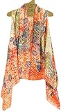 Accents by Lavello Sheer Designer Vest, Peach/Orange/Turquoise Crewel