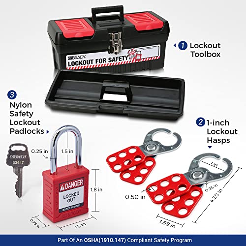 BRADY Electrical Lockout Tagout Kit Hasps, Clamp On, Universal