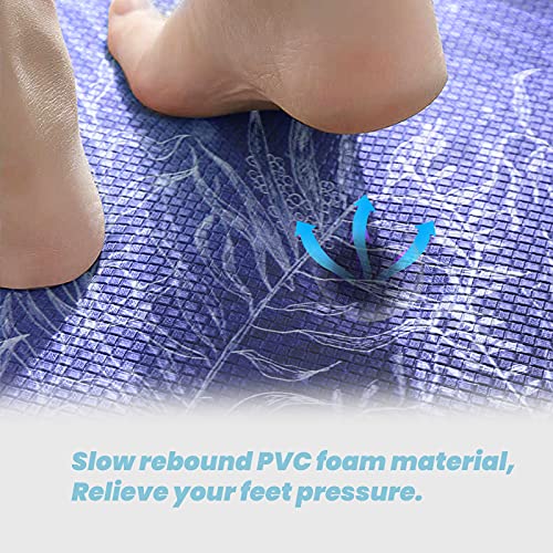 Kitchen Mat[2 PCS] Cushioned Anti-Fatigue Kitchen Rug,Waterproof Non-Slip Kitchen Mats Heavy Duty PVC Ergonomic Comfort Foam Rug for Kitchen, Floor Home, Office, Sink, Laundr