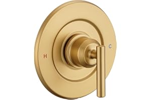 ULTRIMKIT Replacement for Moen Gibson Posi-Temp Pressure-Balancing Valve Only Shower Faucet Trim Kit (Valve& Catridge Not Inclued), Volume and Temperature Control Level Handle (Brushed Gold)