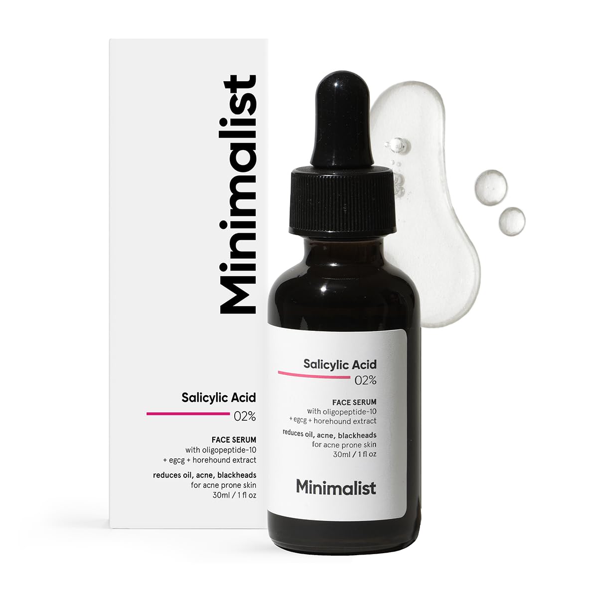 Minimalist 2% Salicylic Acid Serum For Acne, Blackheads & Open Pores | Reduces Excess Oil & Bumpy Texture | BHA Based Exfoliant for Acne Prone or Oily Skin, Transparent, 30 ml (Pack of 1)