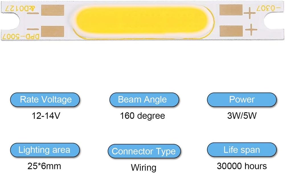 Zinniaya 9V 5W LED Light Strip 50x7mm COB LED Module Three Lights Colors Optional Light COB Light Chip Bar DIY Light Kit