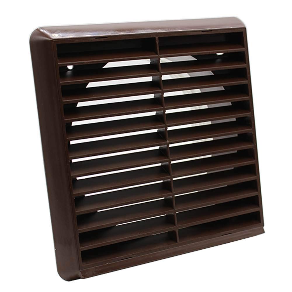 Kair Brown Louvred Grille 183mm External Dimension with Round 150mm - 6 inch Rear Spigot - Wall Ducting Air Vent โ image 1