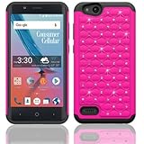 Phone Case for ZTE AVID 557 (Consumer Cellular) Studded Rhinestone Crystal Bling Cover Case (Pink)