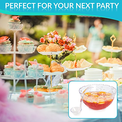 Premium Quality Plastic Punch Bowl With Ladle Large 2 Gallon Bowl With 5 oz Ladle by Upper