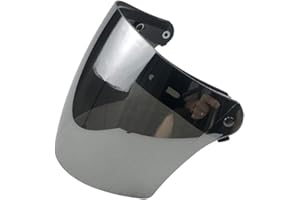 WANCAR Motorcycle Retro Flip Up Visor Wind Face Shield Lens Universal For Standard 3-Snap Button Open Face Helmets(Mirrored)