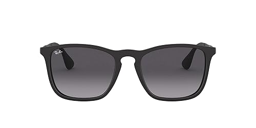 Ray-Ban RB4187 Chris Square Sunglasses, Rubber Black/Light Grey