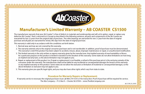 Ab Coaster CS1500 - Original Ab Coaster, Ultimate Core Workout, 6 Pack Abdominal Workout Machine for Home/Light Commercial Use, As Seen on TV (2019 Model)