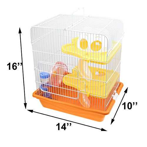GNB PET Hamster Cage DIY Pet Mice Habitat, Multi-Level Habitat for Exotics with Complete Accessories, Orange