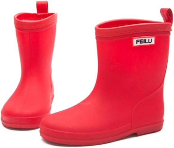 Amazon ファッション メーカ F M レインブーツ キッズ 女の子 男の子 長靴 レインシューズ 子供靴 軽量 可愛い 雨靴 防水 雨具 おしゃれ ながぐつ 梅雨対策 15cm レッド Fashion Maker ファッション メーカ レインブーツ